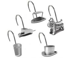 12 Decorative Monopoly Shower Curtain Hooks by Jay Franco