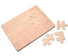 GLOREX Puzzle zum Bemalen, 15-teilig, Holz, Natur, 32 x 20 x 0,5 cm