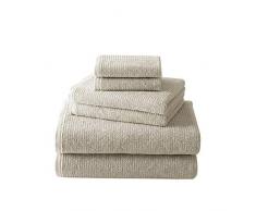 Brielle Grayson 6-teiliges türkische Baumwolle Set - 6 Stück - sehr saugfähig - 600 g/m² - 2 Badetücher - 2 Waschlappen - Sand