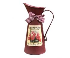 HIDERLYS 26,7 cm hoch rustikale verzinkte Gießkanne dekorative Krug, Vintage-Blumenvase mit Grüßen, Landhaus Landkrug für Wohnzimmer, Schlafzimmer, Küche, Büro rot