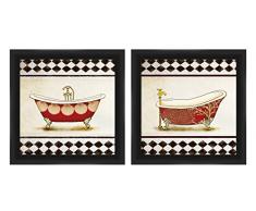 PTM Bilder Checker Bordüre Bad Kunstwerk, 14 by 35,6 cm, Schwarz, 2 Stück