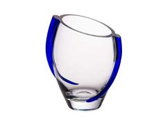 Barski Glasvase mit kobaltförmigem Wirbel, 23 cm hoch, europäische Qualität, schönes Design mit blauen Wirbeln, mundgeblasen, handgefertigt, 23,5 cm hoch