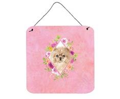Carolines Treasures Pomeranian Pink Blumen Türaufhänger Wanddekoration, Mehrfarbig