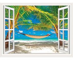 Walls 360 Wände 360 Abziehen und Aufkleben Wand Aufkleber Fenster Views Hängematte Zwischen Palmen am Strand 12 in x 9 in