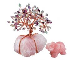 mookaitedecor Kristall-Figur für Feng Shui, Reichtum und Glück Purple & Green/Pink