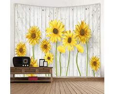 Red Fire Stoff Wandteppich Dekoration Wandkunst Tischdecke Tagesdecke Picknickdecke Strandüberwurf Tapisserien bunt Schlafzimmer Flur Wohnzimmer 91 x 78 inches Wooden Board Sunflower