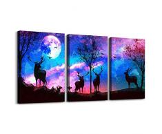 Landschaftsbild abstrakte Leinwand Wandbild für Wohnzimmer Badezimmer Wanddekoration für Schlafzimmer Küche Dekorationen 3-teilig Reh Leinwanddruck Modern gerahmt Home Decor Poster 30,5 x 40,6 cm