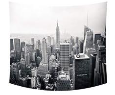 Wamika NYC New York City Tapisserie Schwarz und Weiß Landschaft Wandteppich für Home Decor für Wohnzimmer Schlafzimmer Wohnheim Sky Art Wand Hippie Bohemian Tapisserie 149,9 cm W x 129,5 cm L