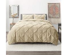 Nestl Bettwäsche 3-teiliges Set - Ultra Soft Double Brushed Microfaser - Damast Dobby Stripe Schmusetuch und 2 Kissenbezüge King Pinch Creme