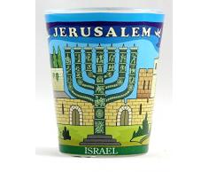 Jerusalem Israel Menora und Sehenswürdigkeiten Shot Glas