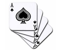 3dRose CST 76552 _ 1 Ace of Spades Spielkarte schwarz Spaten Geschenke für Karten Spiel Spieler der Poker Brücke Spiele Weich Untersetzer, 4 Stück