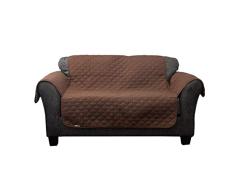 Quick Fit Reynolda Bezug für Loveseat aus Mikrofaser, wendbar, wasserfest, mit Schnallen, Schokoladenbraun, Schokolade-Natur, 88x70.5