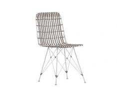 Stylefurniture Stuhl mit Rattangeflecht, Metall, White Washed, 46 x 58 x 89 cm