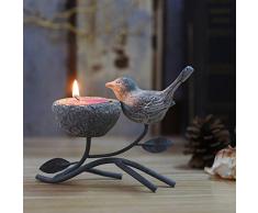 Marbrasse Teelichthalter Vintage Home Decor Tafelaufsatz Harz Vogel Rustikale Eisen Äste Votivkerzen Ständer Grau/Schwarz