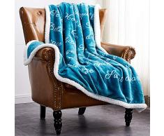 Rose Home Fashion RHF Überwurfdecke, Fleecedecke, Flauschige Decke, superweiche Plüschdecke für Couch 50 X 65 blaugrün