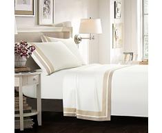 Casabolaj Shading Hotel Collection Bettlaken-Set, 4-teilig, 100 % ägyptischer Baumwollsatin, Fadenzahl 400, luxuriös, modernes Bettwäsche-Set für King-Size-Bett – Bordüre in Kontrastfarbe Silber/Grau King Rosa