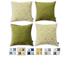 HPUK Set mit 4 dekorativen Kissenbezügen, geometrisches Design, Kissenbezüge für Couch, Sofa, Bett, Auto, 43,2 x 43,2 cm 17 x 17 grün