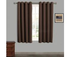 Rose Home Fashion RHF zur Wärmedämmung Terrasse Tür Vorhang Panel, Schiebetür Vorhänge Antik Bronze Tülle Top, Polyester-Mischgewebe, Schokoladenbraun, 52 by 63 Inches 2 Panels