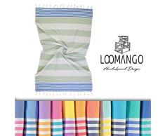 LOOMANGO Set mit 6 Handtüchern aus 100% Baumwolle, 177,8 x 99,1 cm, für Bad/Strand, Pestemal, Pestemal, türkisches Handtuch Grey-royal Blue