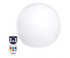 Lumisky 303092 Zeitgenössische Leuchtkugel, kabellos + Fernbedienung mit dicken Energiespar-LEDs aus Polyethylen, Kunststoff, Mehrfarbig autonom 5W 5V