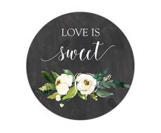 Wandtafel Love is Sweet Favor Aufkleber, hübsche Hochzeitsgeschenke, weiße Aquarell-Blumen, Love is Sweet, Etiketten, Süßigkeiten-Geschenke, Dankeschön, Süßigkeiten-Buffet, Candy Bar, Favor Sticker