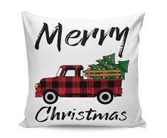 Heart Pain Kissenbezug mit Herzschmerzen, Weihnachtsbaum, rot-schwarz kariert, quadratisch, für Sofa, Schlafzimmer, Auto, Stuhl (kurzes Plüsch) 26 x 26 Weihnachten-229heart3003