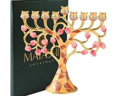 Matashi MTMNR3262 Menora Kerzenleuchter aus Emaille, mit goldfarbenen Akzenten