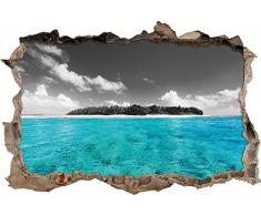 Pixxprint 3D_WD_4924_92x62 Malediven mit traumhaften azurblauen Wasser Wanddurchbruch 3D Wandtattoo, Vinyl, schwarz / weiÃ, 92 x 62 x 0,02 cm