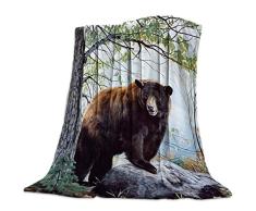 LUSWEET Überwurf, warm, flauschig, flauschig, Fleece, Bettdecke, Vintage, Paris, Effiel-Turm, violette Blume, leicht, super weich für Kinder oder Erwachsene, Sofa, Bett, Couch für alle Jahreszeiten 50 x 60 Inch Bear1lst1898