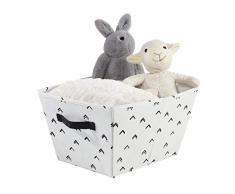 iDesign Stoffbox, große faltbare Aufbewahrungsbox aus Baumwoll-Polyester-Mischung mit 2 Griffen, gemusterte Ordnungsbox für Schrank und jeden Raum, schwarz und weiß