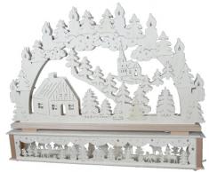 SchwibboLa KB 10-57 Erzgebirgischer Doppelt Beleuchteter Schwibbogen inklusive Erhöhung mit Zertifizierung, 72 x 51 cm 10-57