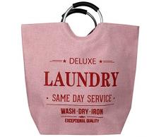 Home Basics Wäschekorb aus Segeltuch, mit weichen Griffen, Faltbarer Stoffbeutel, Faltbarer Wäschekorb, Aufbewahrungskorb, Pink