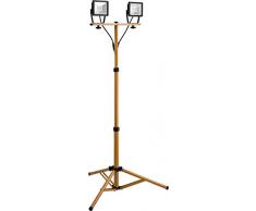 Goobay 2x 20W LED Baustrahler zwei Flutlichstrahler auf Teleskopstativ, Zink, 20 W, Schwarz/Gelb