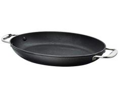 Ein domo pv-pam-8026 Point-Virgule à-moi Oval Pfanne mit Excalibur Antihaftbeschichtung 38 x 26 cm, Gusseisen, schwarz