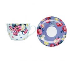 Mikasa MKCLOCUPSAU Clovelly Teetasse und Untertasse im Blumendesign in Geschenkbox, porzellan