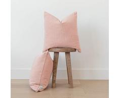 Nook Dekorative Kord-Überwurf-Kissenbezüge, nur Set mit 2 Stück, 45,7 x 45,7 cm und 55,9 x 55,9 cm für Couch, Sofa oder Bett, modernes Design 22 x 22 Blush Pink
