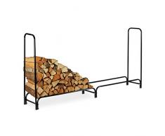Relaxdays Kaminholzregal, extra breit, für großen Holzvorrat, Kaminholzständer, Metall, HxBxT 122 x 245 x 40 cm, schwarz