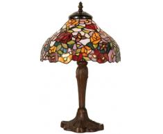 Lumilamp 5LL-1130 Tischleuchte Nachttischlampe Tiffany Stil Bunt Mehrfarbig Blumenmotiv Ø 26 * 40 cm / 1x E14 max 40w. schreibtischlampe Tiffany Stil dekoratives Buntglas Retro Antik Stil