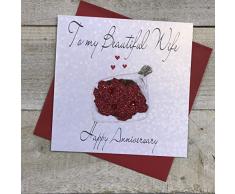WHITE COTTON CARDS WB216 Glückwunschkarte zum Jahrestag, für die Ehefrau, Motiv Blumenstrauß, englischsprachige Aufschrift