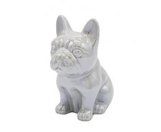 Nayothecorgi Keramikfigur Hund sitzend Französische Bulldogge Metallic Dunkelgrau