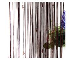 focussexy Dekorative Fadenvorhang Perlen Wand Fransen Fenster Raumteiler Rollo für Hochzeit kaffee Haus Restaurant Teile Kristall Quaste Bildschirm Home Dekoration, dark coffee, 39W x 78L