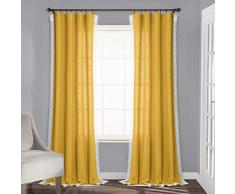 Lush Decor Rosalie Fenstervorhänge, Landhausstil, rustikaler Stil, für Wohnzimmer, Esszimmer, Schlafzimmer, 295 x 137,2 cm, Gelb