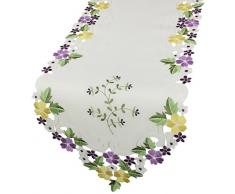 Xia Home Fashions Fancy Blumen Bestickt Cutwork Spring Tisch Läufer, 15 von 183 cm, Violett