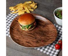 Holst Porzellan Zweite Wahl WD 031 B1 Teller halbtief 31 x 27 cm Holz Optik, Set 6, bis zu 150% resistenter als herkömmliches Porzellan