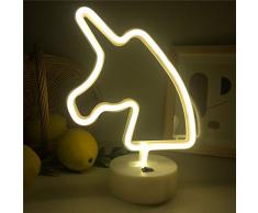 Qunlight Neon Nachtlicht in Liebesform mit rosa Lampe, USB & batteriebetrieben, zum Aufhängen, Wanddekoration oder Valentinstag, Geburtstagsparty, Kinderzimmer, Wohnzimmer, Schlafzimmer oder Bar. Warm White Unicorn