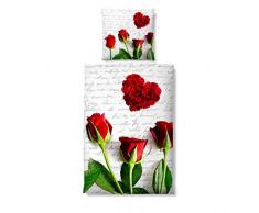 Castell 0560930 Satin Bettwäsche Garnitur mit Kopfkissenbezug (Microfaser) 1x 135x200 cm + 1x 80x80 cm, rot