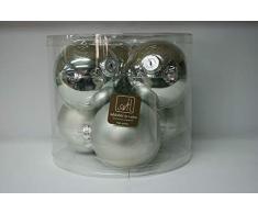 Zwei Esse Set 6 Kugeln, Christbaumkugeln, Glas, silberfarben, Ø 10 cm, Argebto