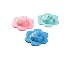 Happyupcity 3 Stück Creative Home Kitchen Spüle Filtersieb Saugnäpfe Pflaumenform Anti-Verstopfung Boden Abwasserfilter Abflussfilter Wiederverwendbar PVC Badewanne Catcher Haarfilter Screen Farbe zufällig