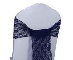 MDS 10 Stück Spitze Schleife Spitze Stuhl Schärpen/Schleifen Band für Hochzeiten Oder Events Banquet Décor Party Supplies Stuhl, Spitze Band 50 Marineblau