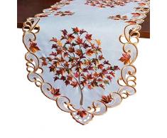 GRANDDECO Tischläufer für Erntedankfest, mit Cutwork-Stickerei, Ahornblätter, Kommode, Schal für Erntedankfest, Urlaub, Zuhause, Küche, Alltag, Ahornblätter - 2, Runner 13x34
